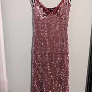 Pink Crushed Velvet Slip Dress